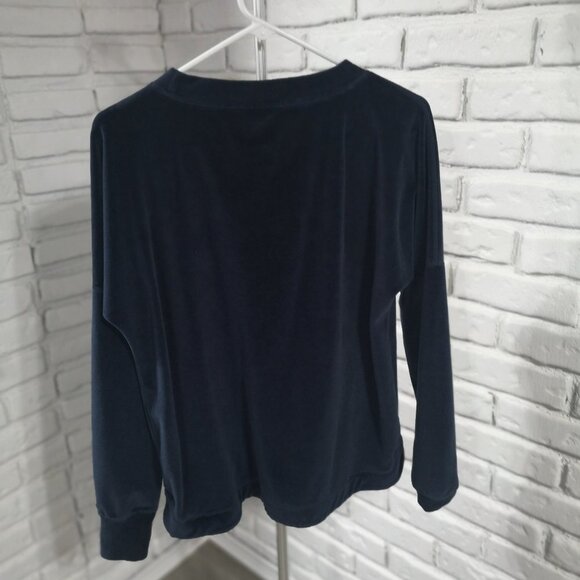Calia by Carrie Underwood Ladies Size Large Navy Velour Long Sleeves Top - Picture 2 of 11